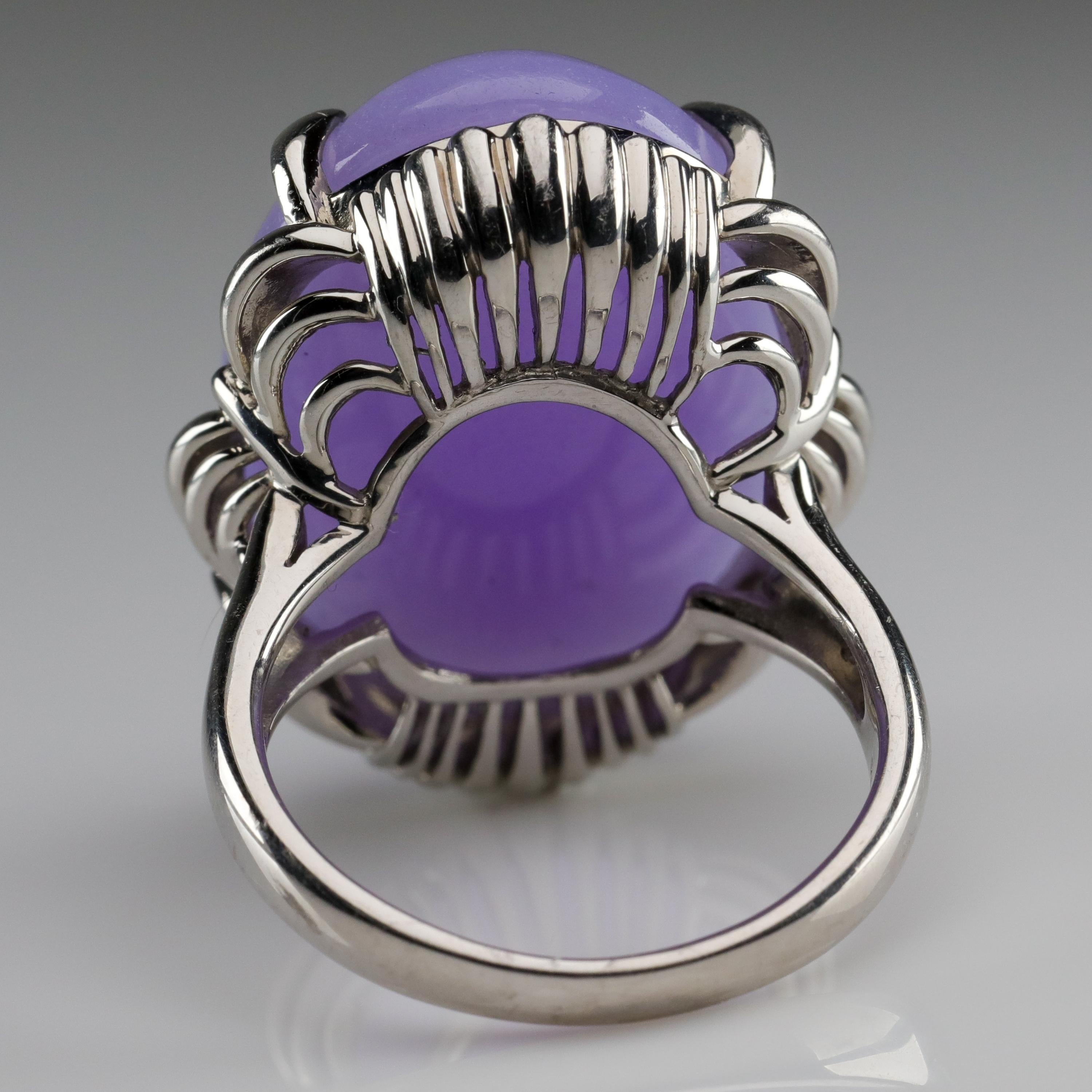 Women's or Men's Lavender Jade Ring in Platinum Certified Untreated, Rare
