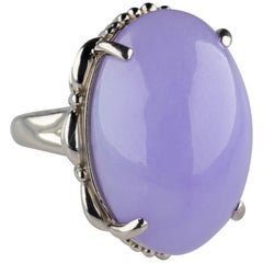 Lavender Jade Ring in Platinum Certified Untreated, Rare
