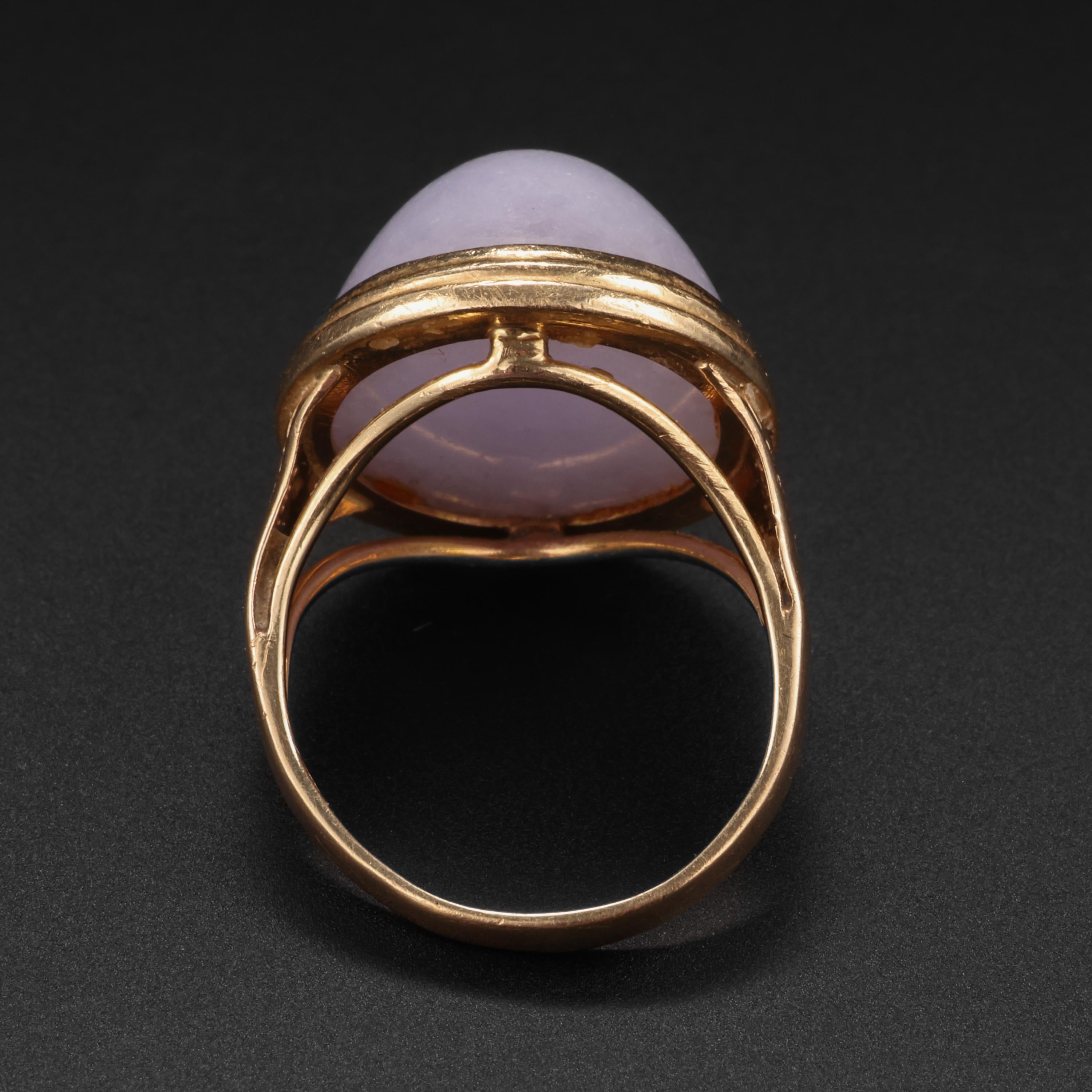 Modern Lavender Jade Ring Midcentury Certified Untreated by Ming's For Sale