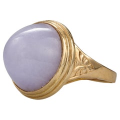 Anillo de jade lavanda de mediados de siglo certificado sin tratar por Ming's
