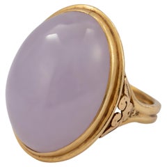 Vintage Lavender Jade Ring Midcentury Certified Untreated