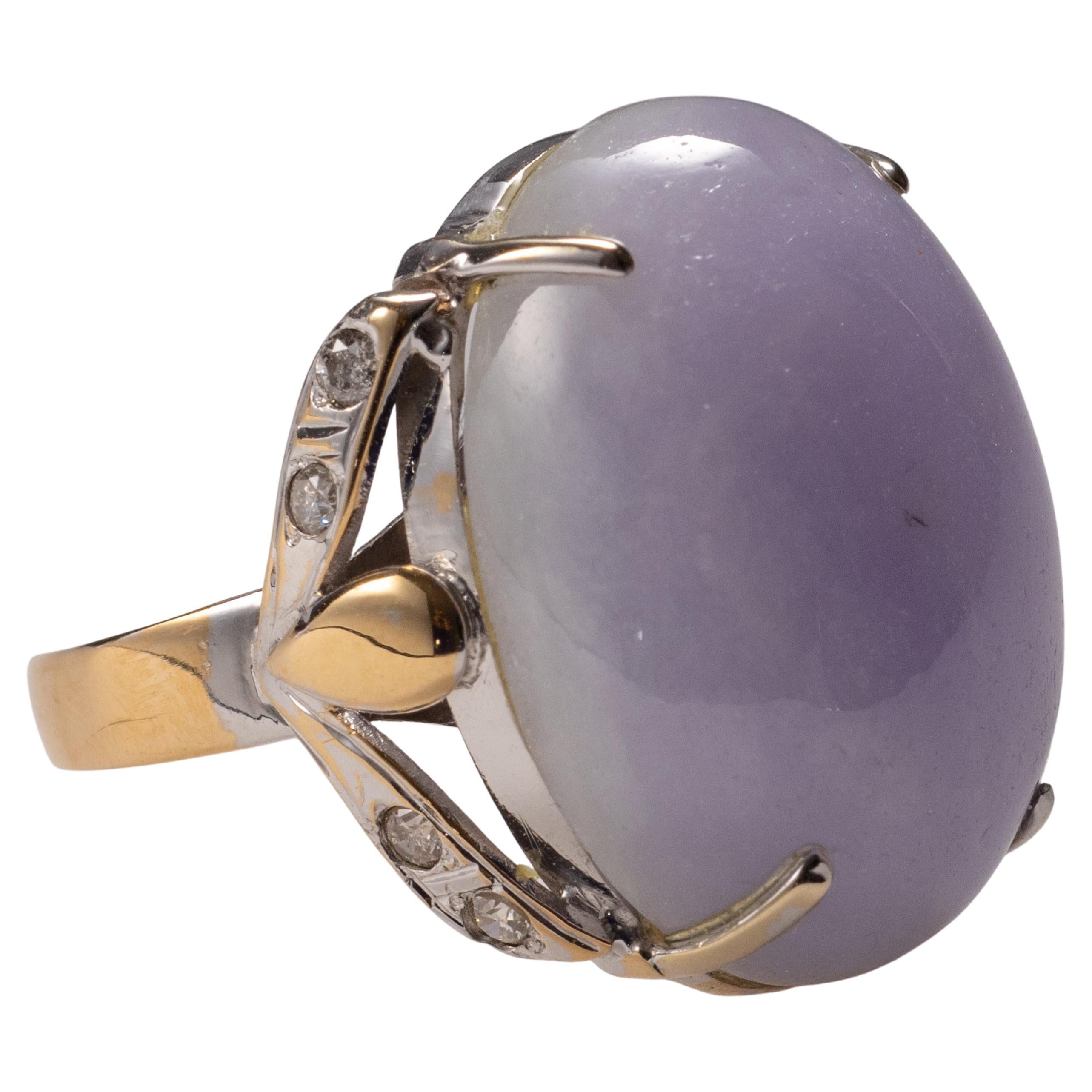 Lavender Jade Ring Mid-Century Certified Untreated