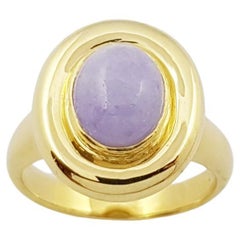 Vintage Lavender Jade Ring Set in 18 Karat Gold Settings