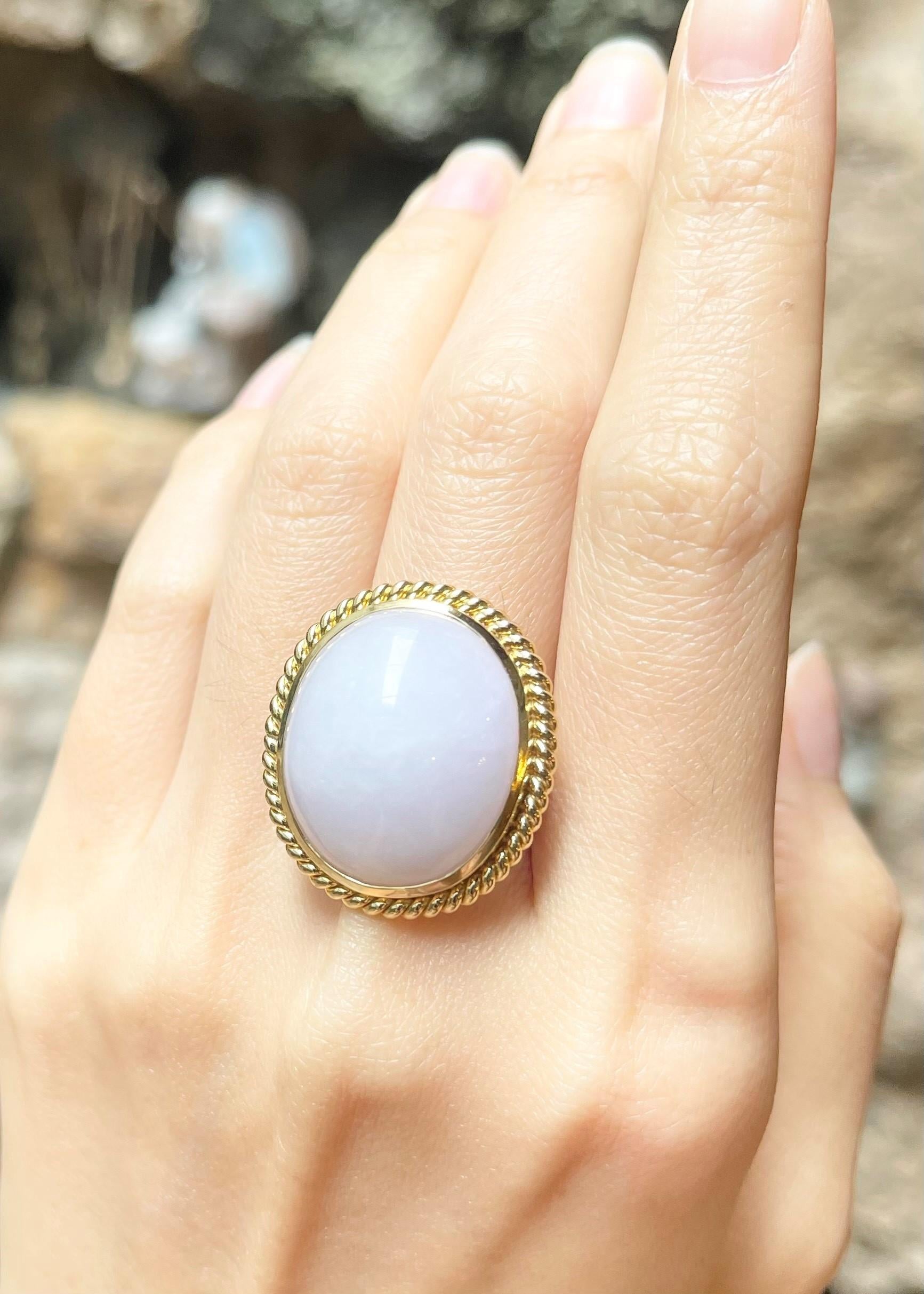 Antique Cushion Cut Lavender Jade Ring set in 18K Gold Settings For Sale