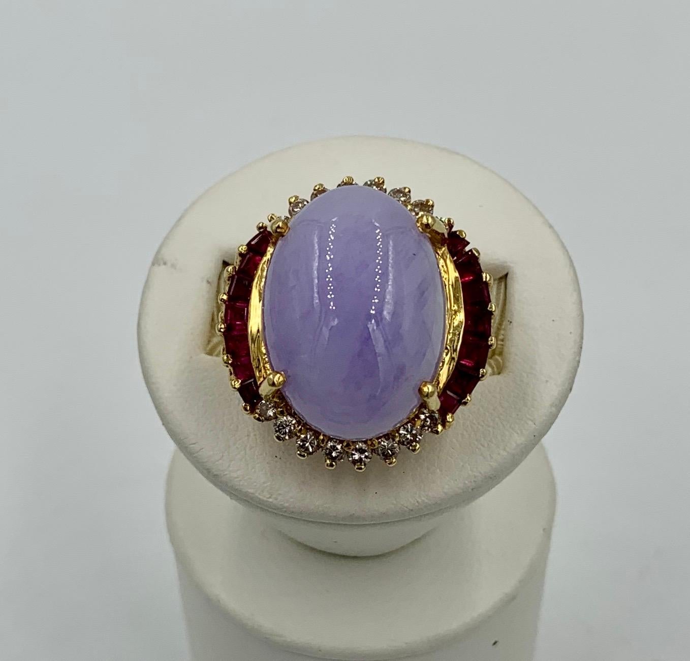 Lavender Jade Ruby 64 Diamond Necklace Earrings 17 Carat Jade Ring Suite Parure 8