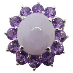 Lavender Jade with Amethyst Ring Set in 18 Karat White Gold Settings