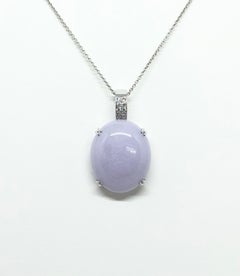 Lavender Jade with Diamond Pendant Set in 18 Karat White Gold Settings