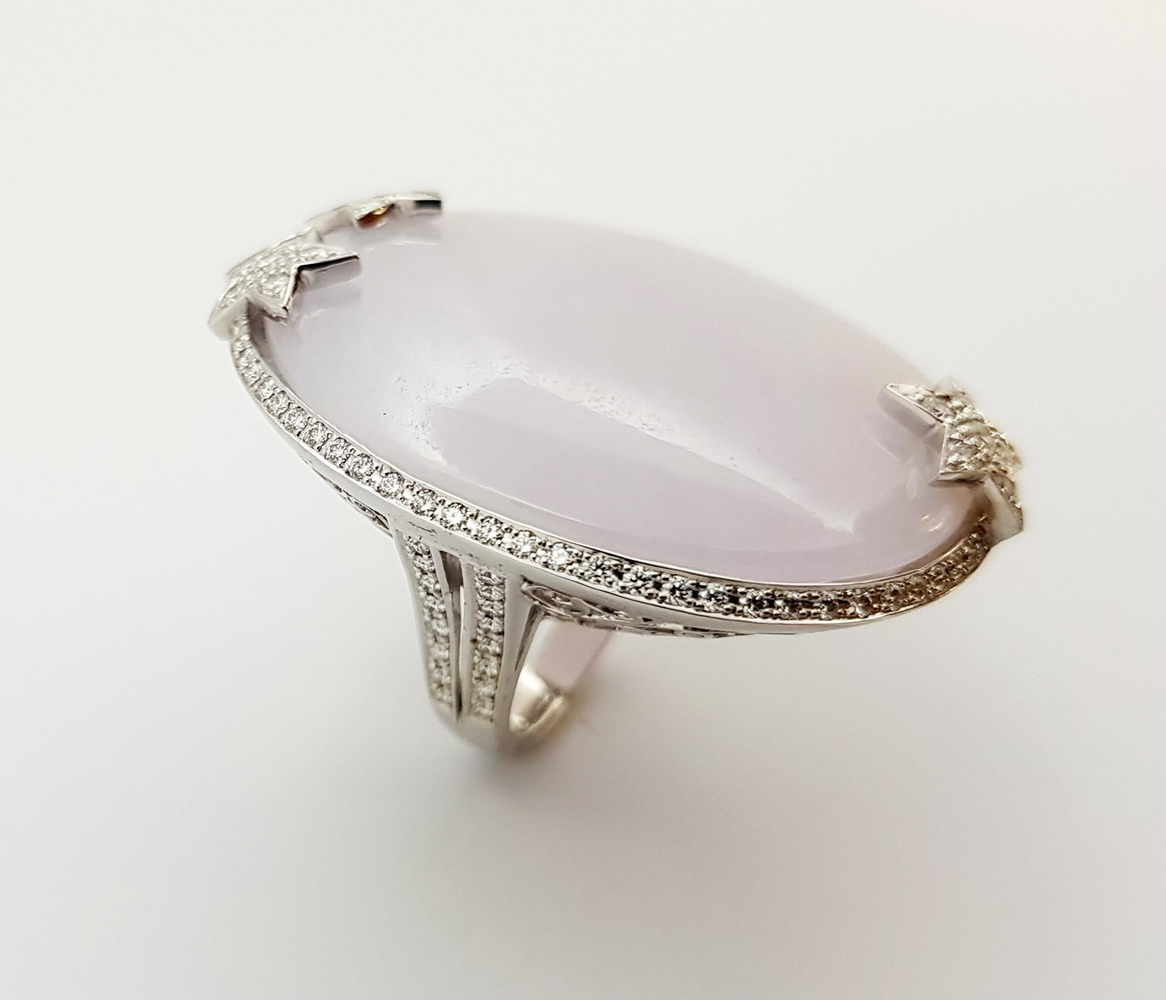 Lavender Jade with Diamond Ring Set in 18 Karat White Gold Settings For Sale 5