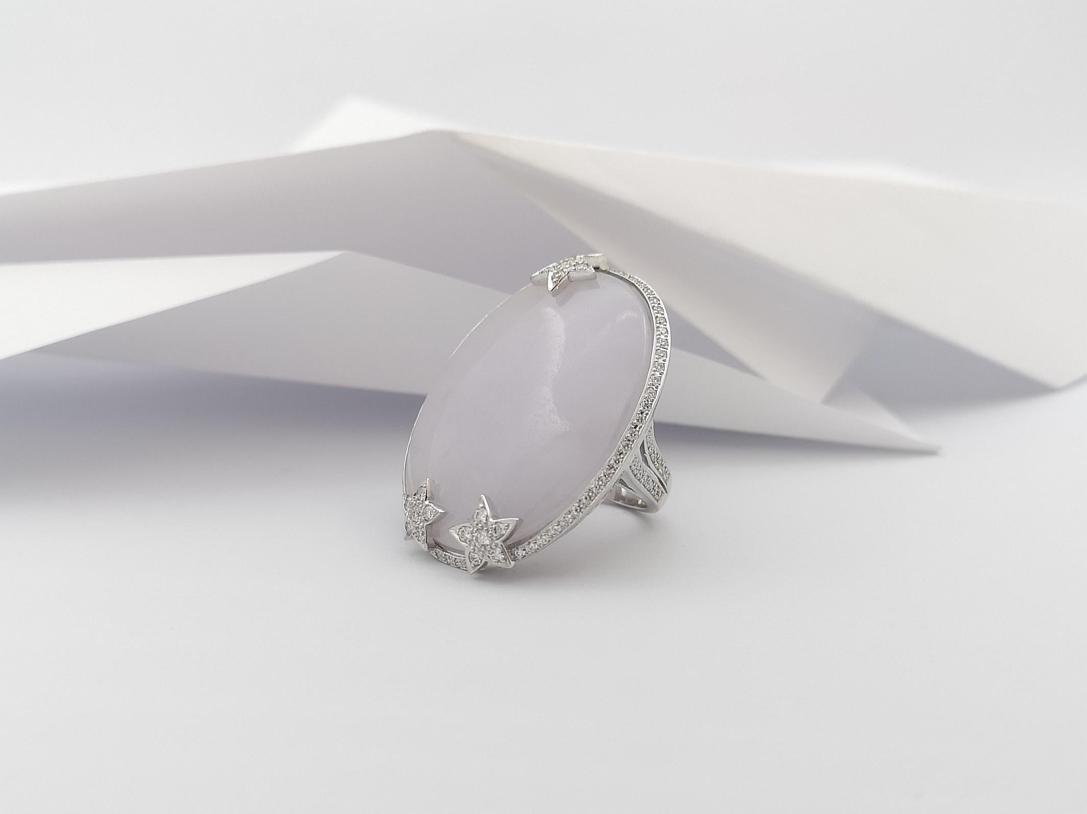 Lavender Jade with Diamond Ring Set in 18 Karat White Gold Settings For Sale 6