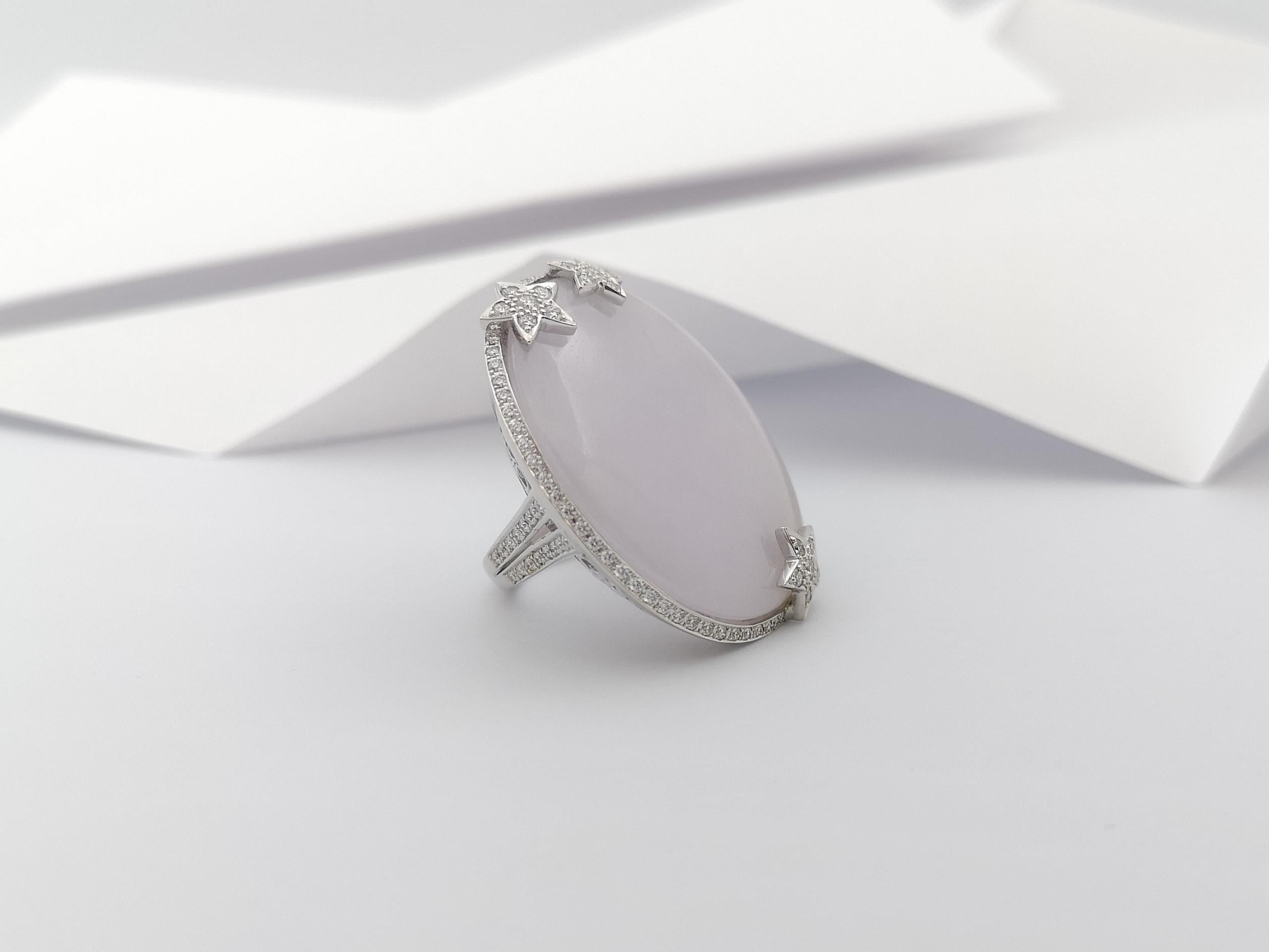 Lavender Jade with Diamond Ring Set in 18 Karat White Gold Settings For Sale 8