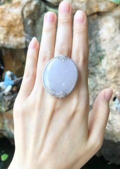 Lavender Jade with Diamond Ring Set in 18 Karat White Gold Settings