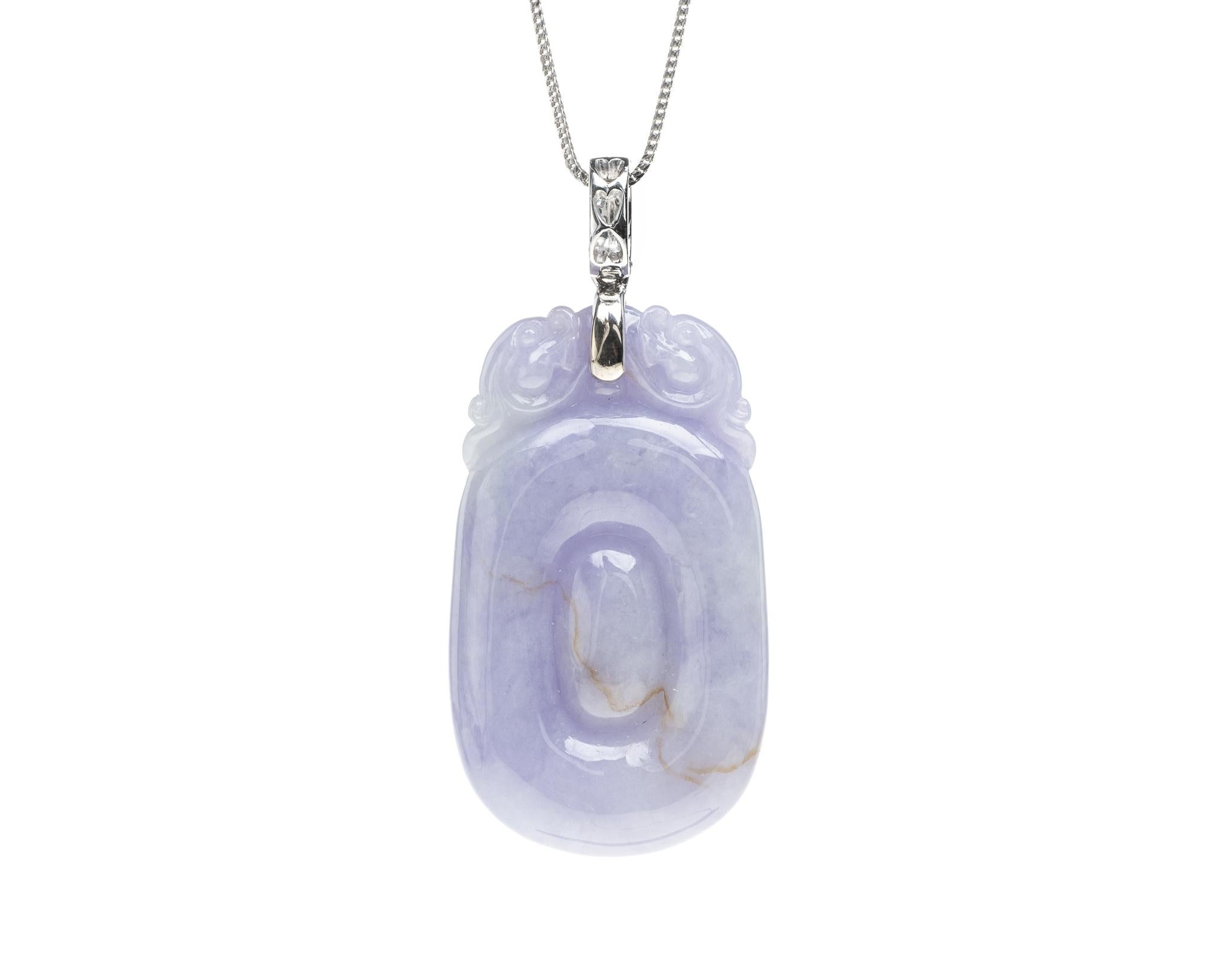 Rough Cut Lavender Jadeite Jade Ancient Gold Coin Pendant, Certified Untreated For Sale