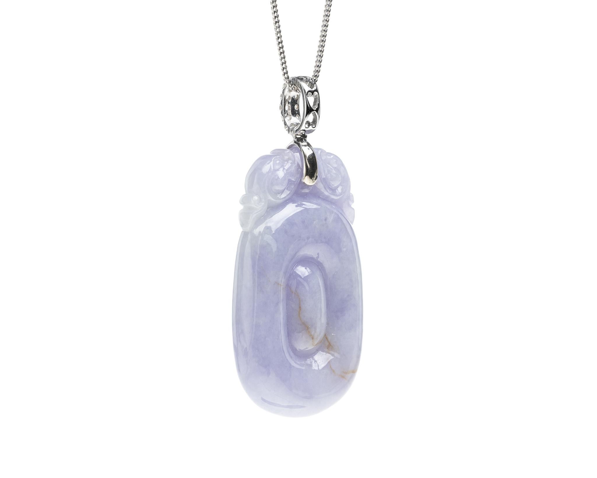 Lavender Jadeite Jade Ancient Gold Coin Pendant, Certified Untreated In New Condition For Sale In San Francisco, CA