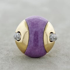 Lavender Jadeite Jade Diamond Gold Cocktail Ring