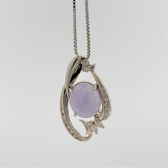 Lavender Jadeite Jade Diamond Platinum Pendant