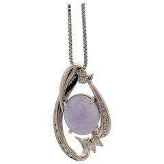 Lavender Jadeite Jade Diamond Platinum Pendant