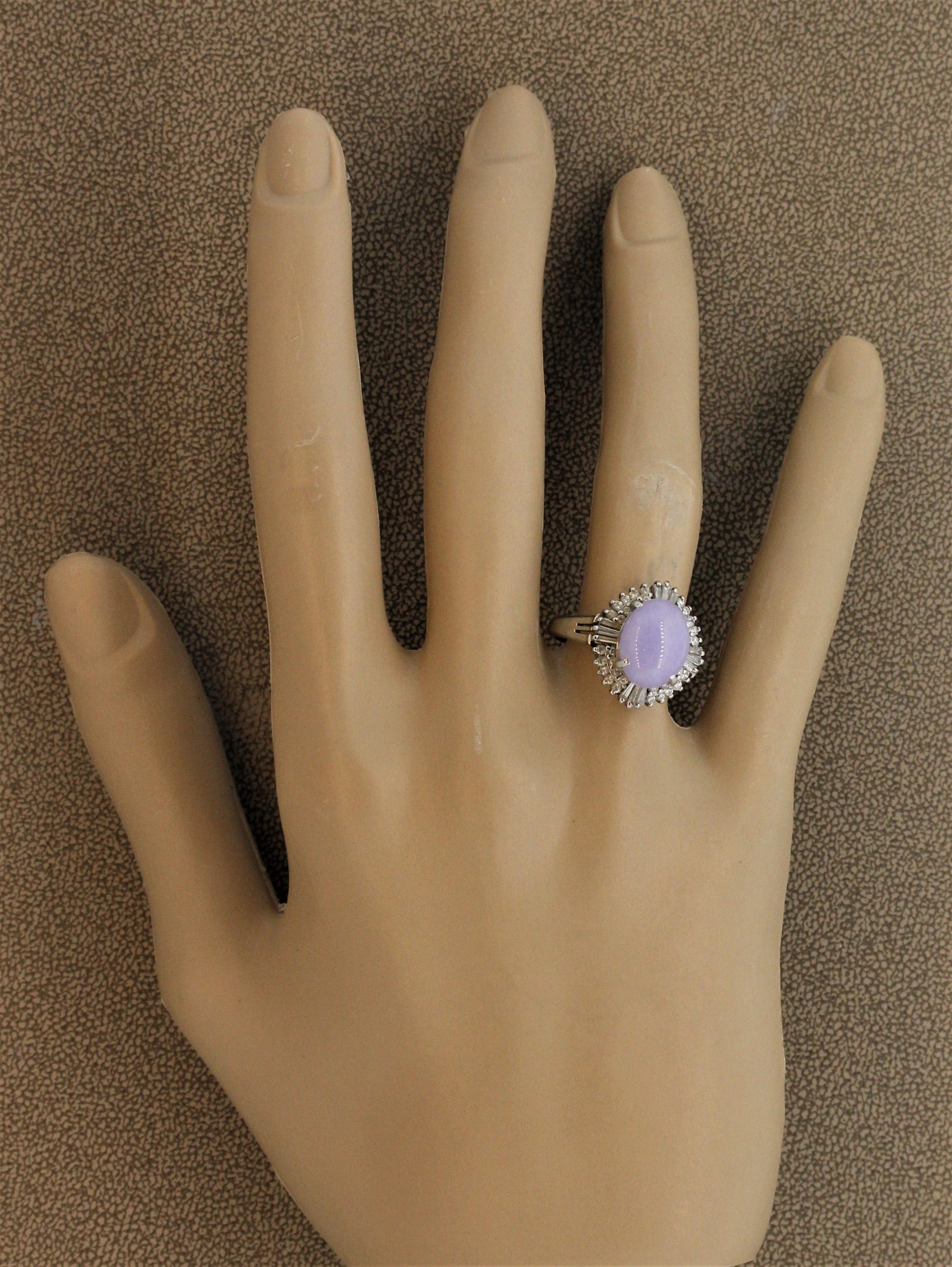 Lavender Jadeite Jade Diamond Platinum Ring 1