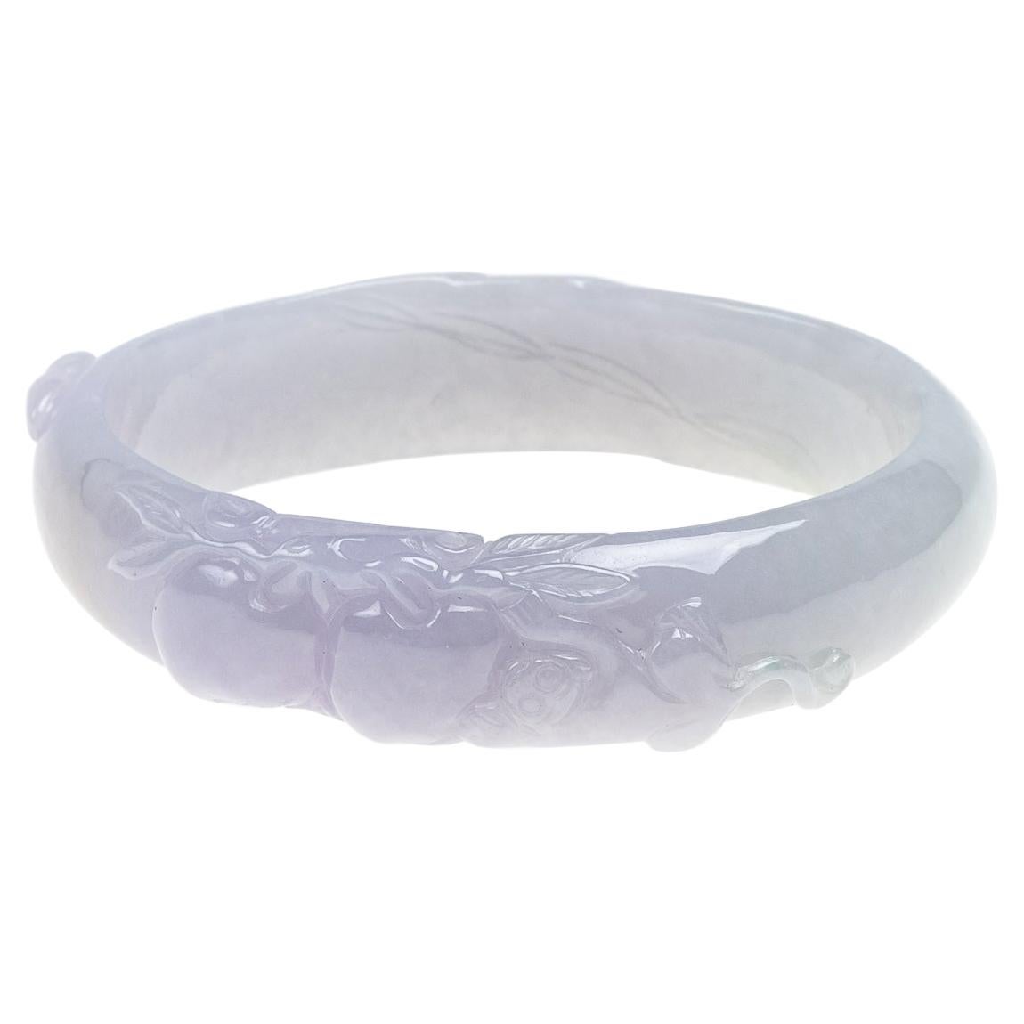 Lavender Jade Bangle Certified Untreated Jadeite Circa 1950s Large Size