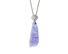 Lavender Jadeite Jade Peapod and Diamond Pendant, Certified Untreated
