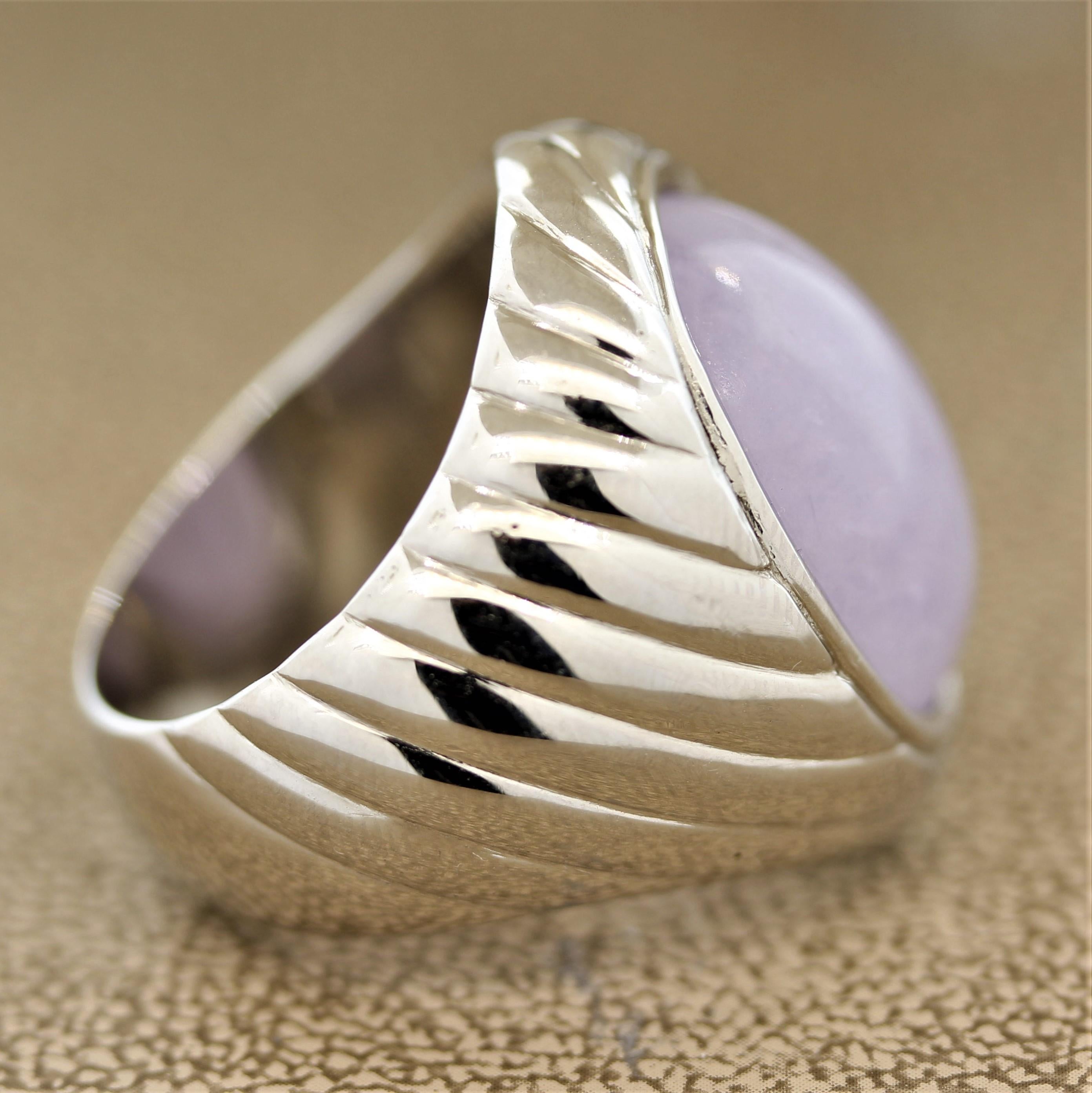 Women's or Men's Lavender Jadeite Jade Platinum Cocktail Ring