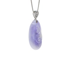 Lavender Jadeite Jade Ruyi and Diamond Pendant, Certified Untreated