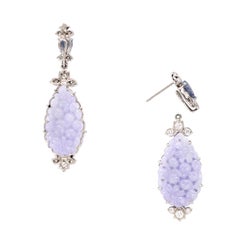 AGL 24.49 Carats Lavender Jadeite, Tanzanite, and Diamond Earrings - Detachable