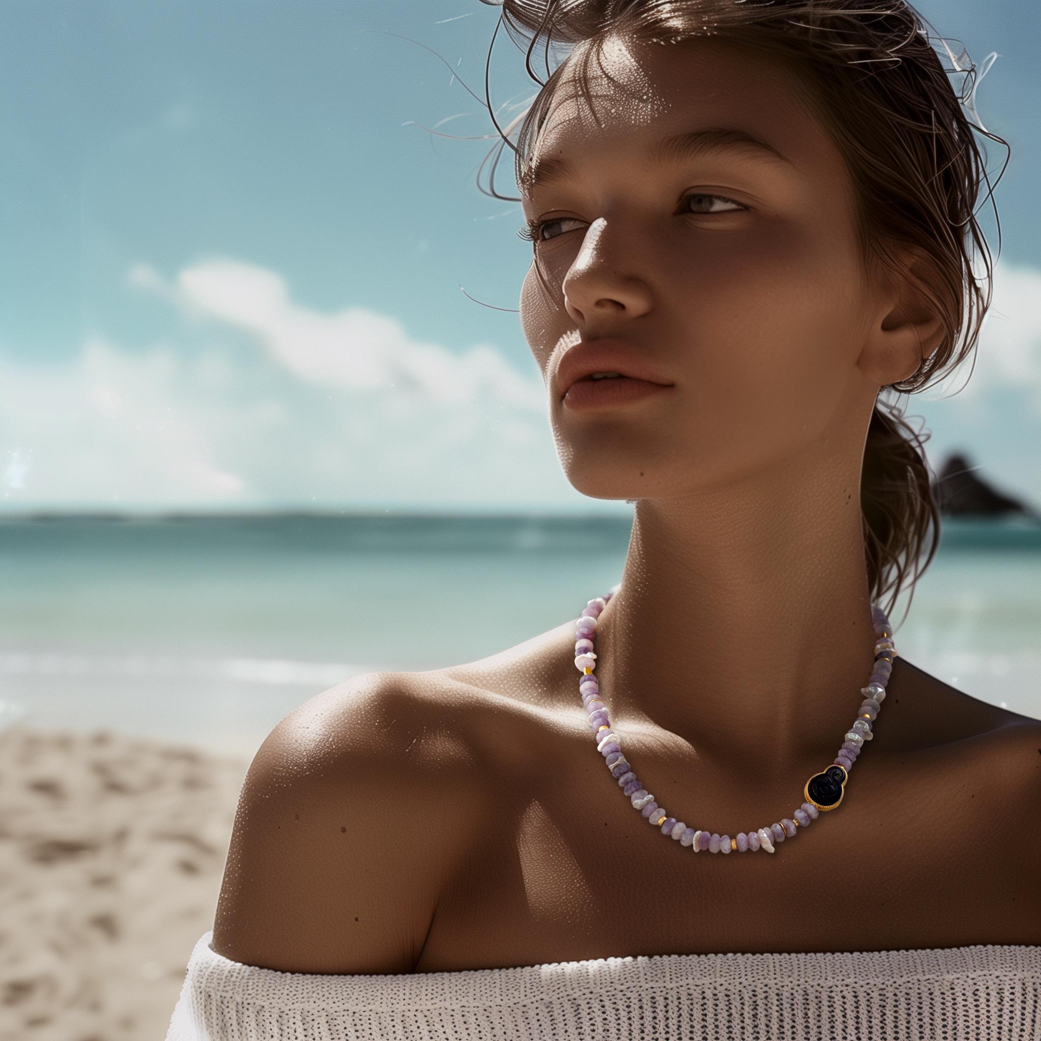 Kunzite Pearl Necklace - by Bombyx House In New Condition For Sale In Westport, CT