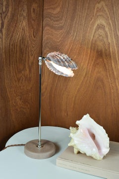 'Lavender Lion's Paw' Table Lamp in Nickel with Natural Scallop Shell Shade