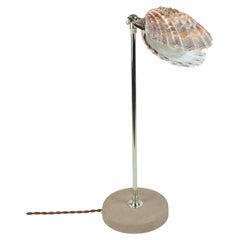 Tischlampe „Lavender Löwentatzen“ aus Nickel mit natürlichem Muschelschalenschirm