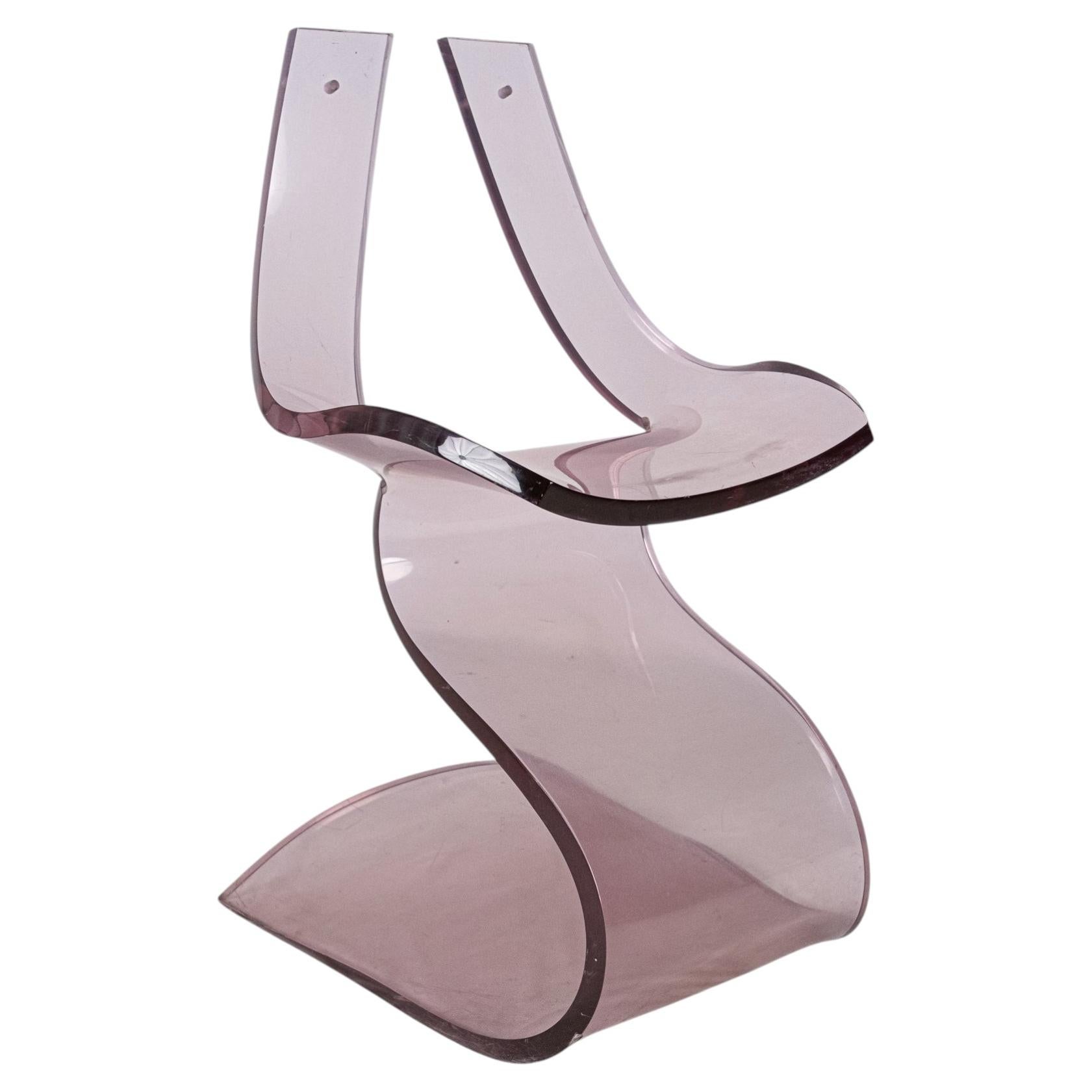 Lavender lucite cantilever chair by Michel Dumas, made in France, 1970s