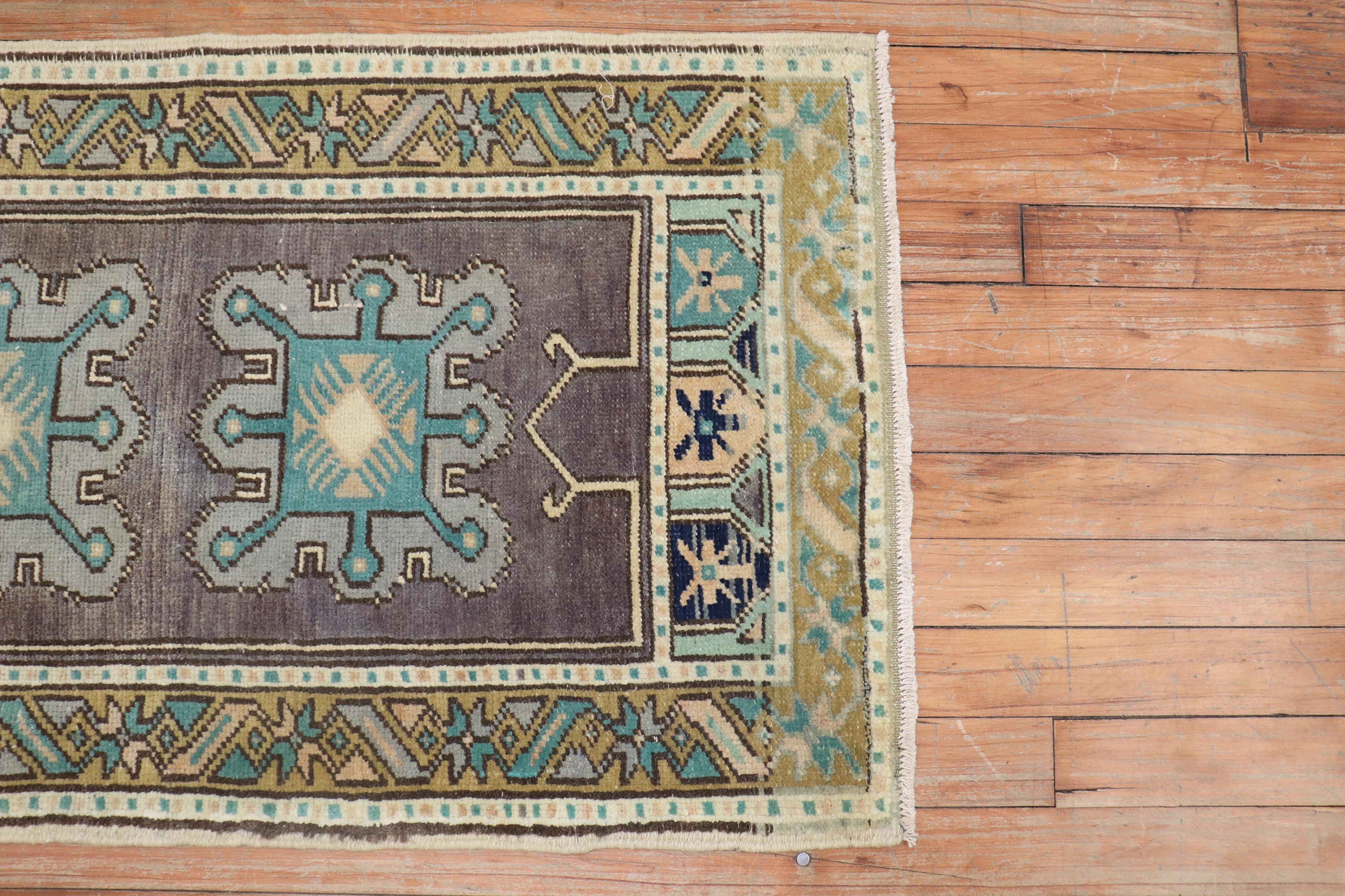 Hand-Woven Lavender Mini Size Turkish 20th Century Rug For Sale