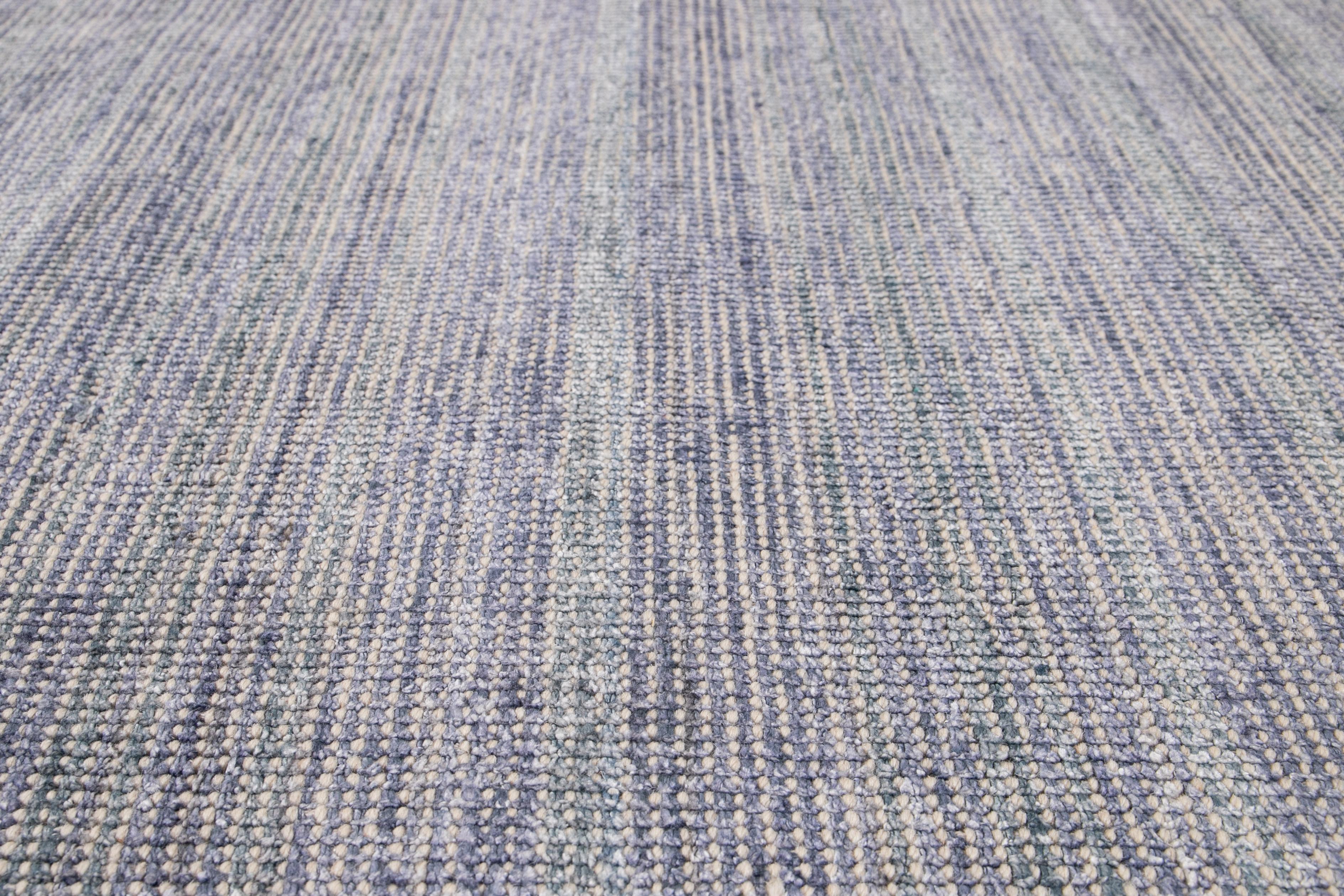 Indiano Tappeto Apadana Lavender Modern Bamboo/Silk Boho fatto a mano in vendita