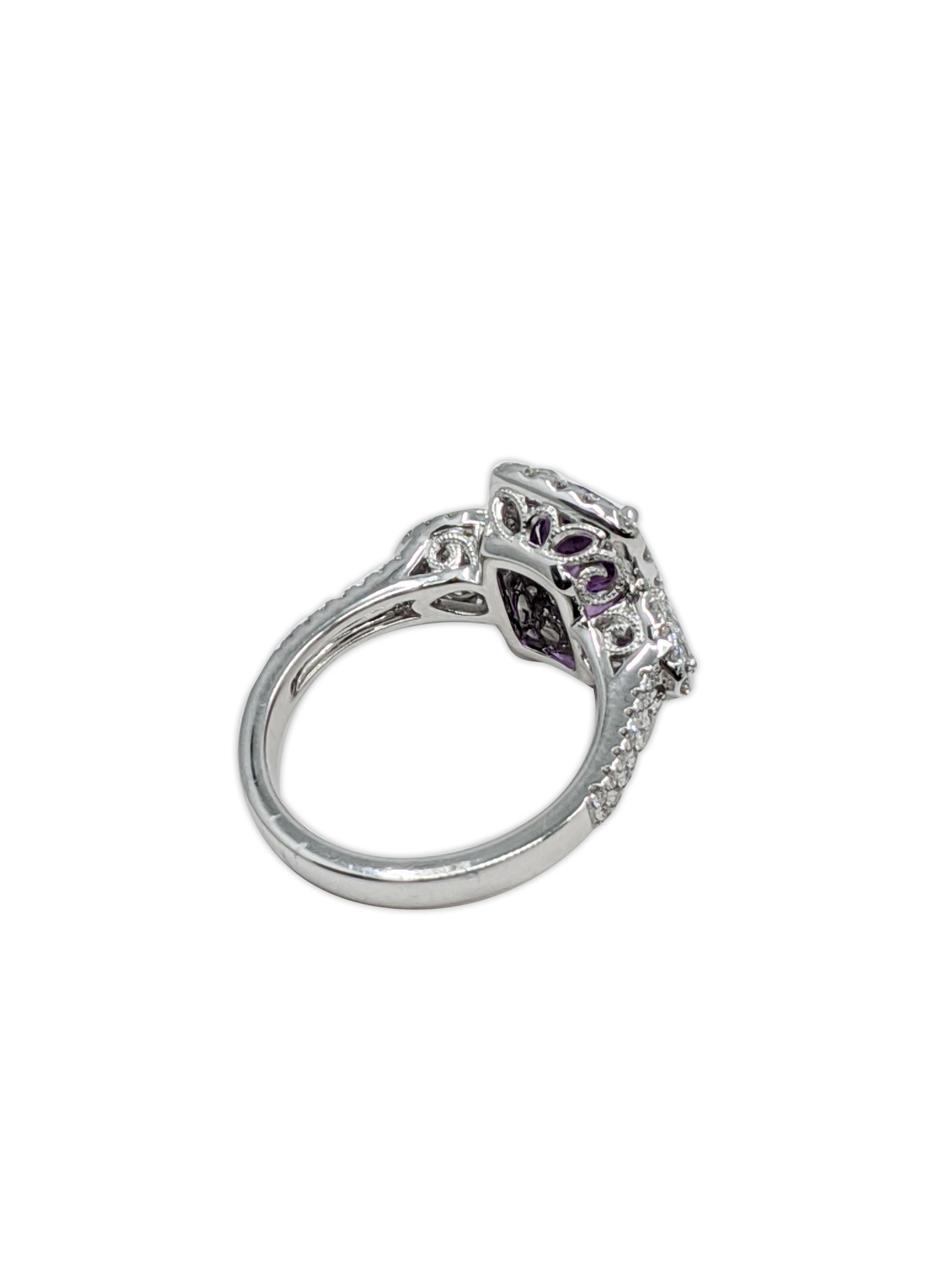 Women's Lavender Natural Sapphire 'No Heat' White Diamond Ring '18 Carat'  17534 For Sale