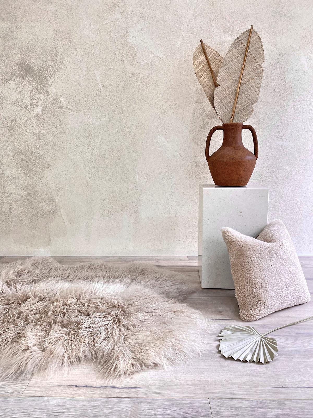Lavender Nursery Rug - Mongolain Sheepskin In New Condition For Sale In Dural, AU