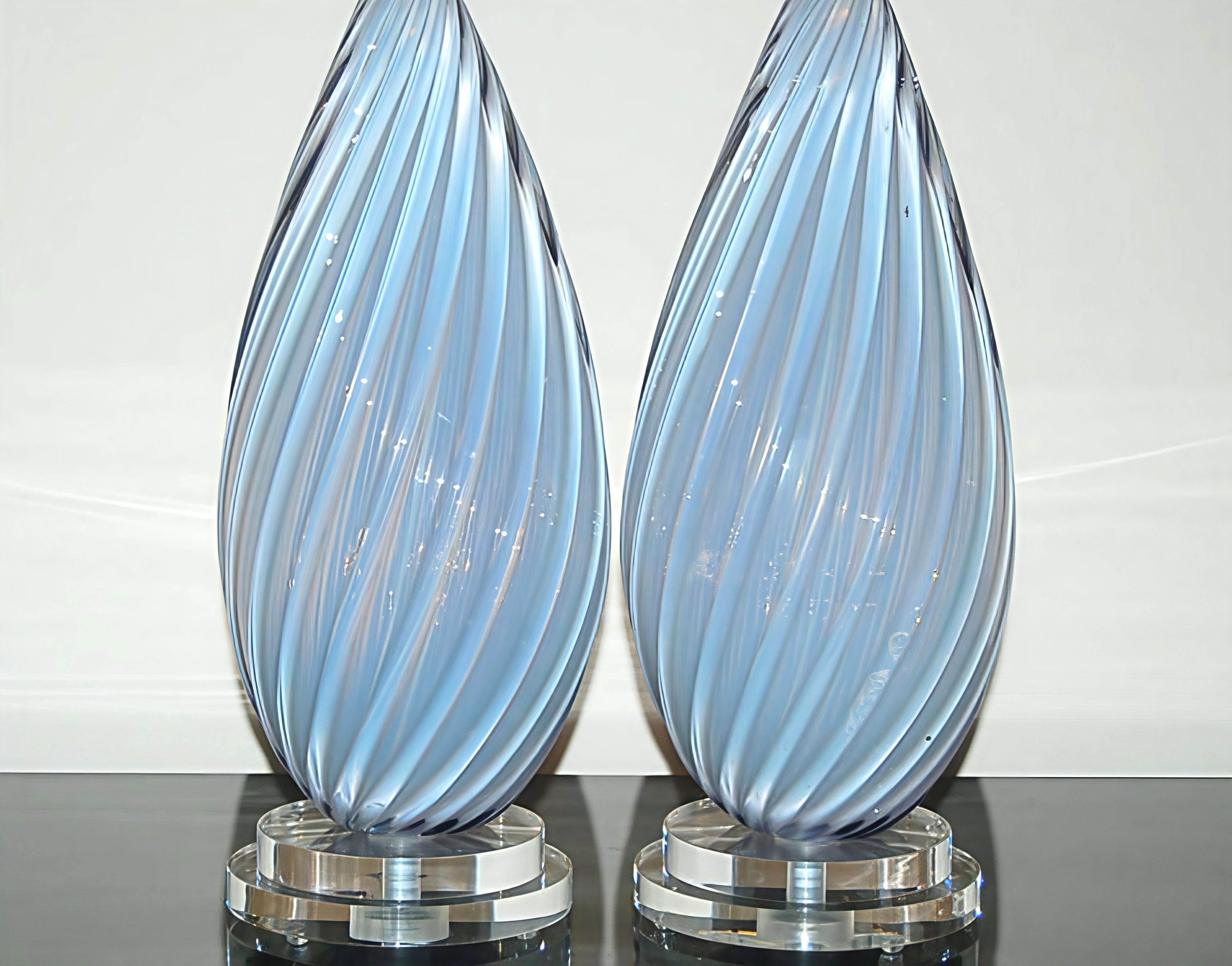 Mid-Century Modern Lampes Murano Vintage Opaline Lavande par Seguso en vente