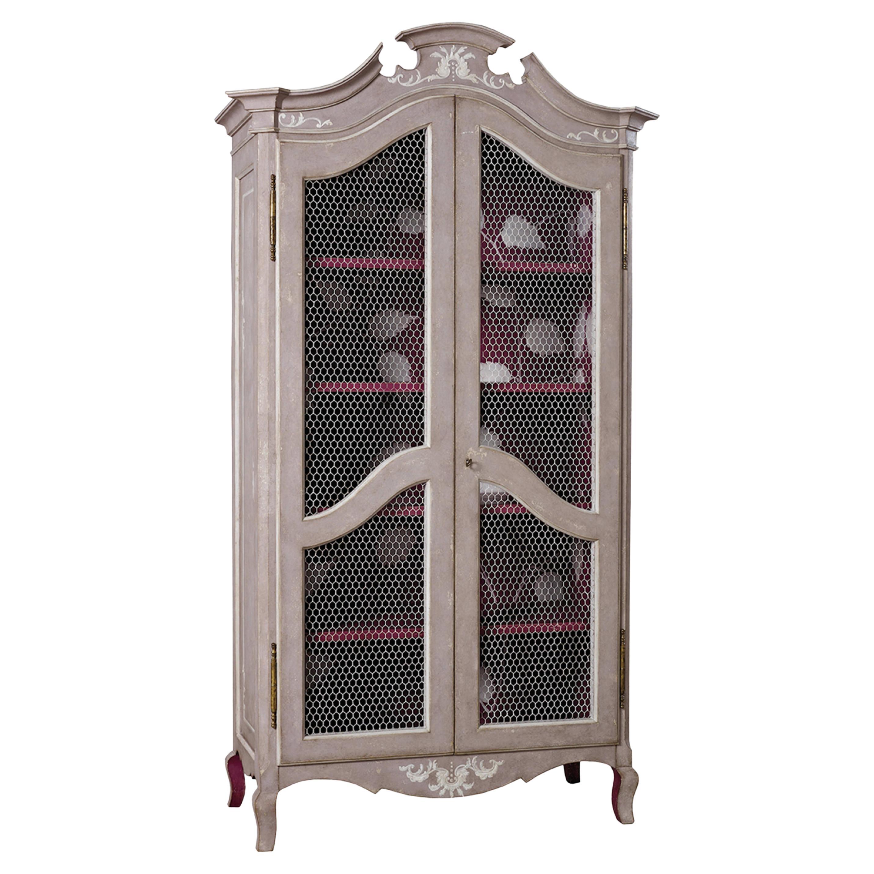 Lavender Padua Hutch With White Brenches Decoration  For Sale