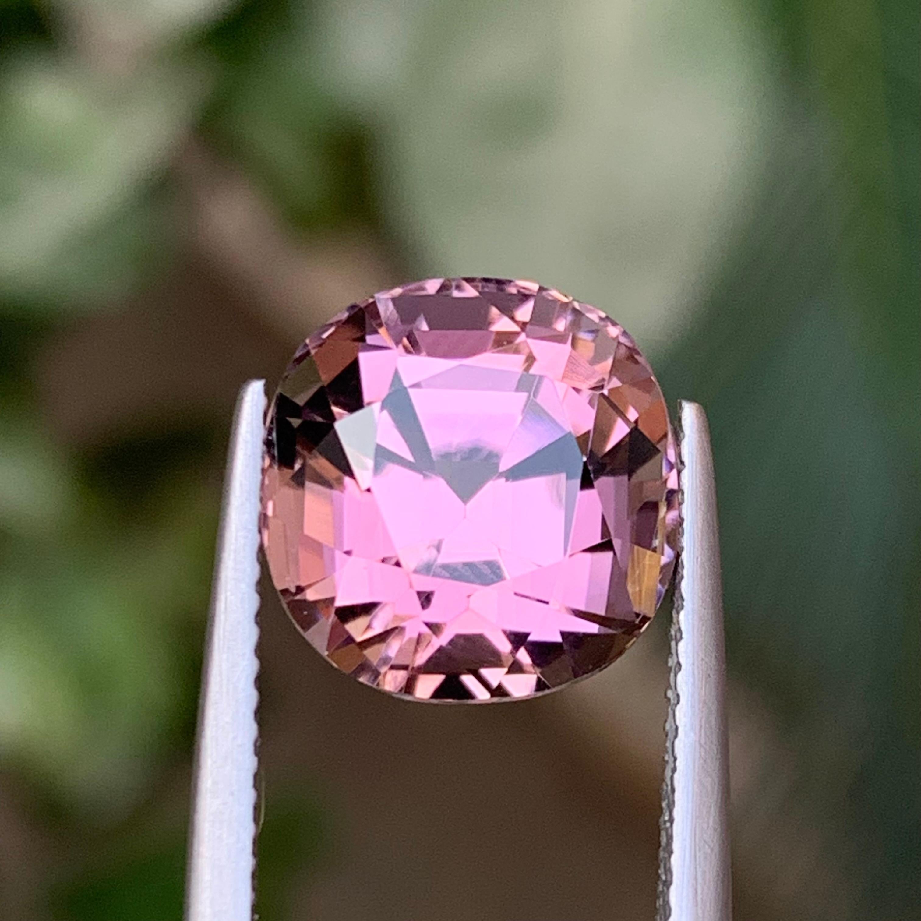 Lavender Pink Natural Tourmaline Ring, Pendant Loose Gemstone 7.85Ct Cushion Cut For Sale 5