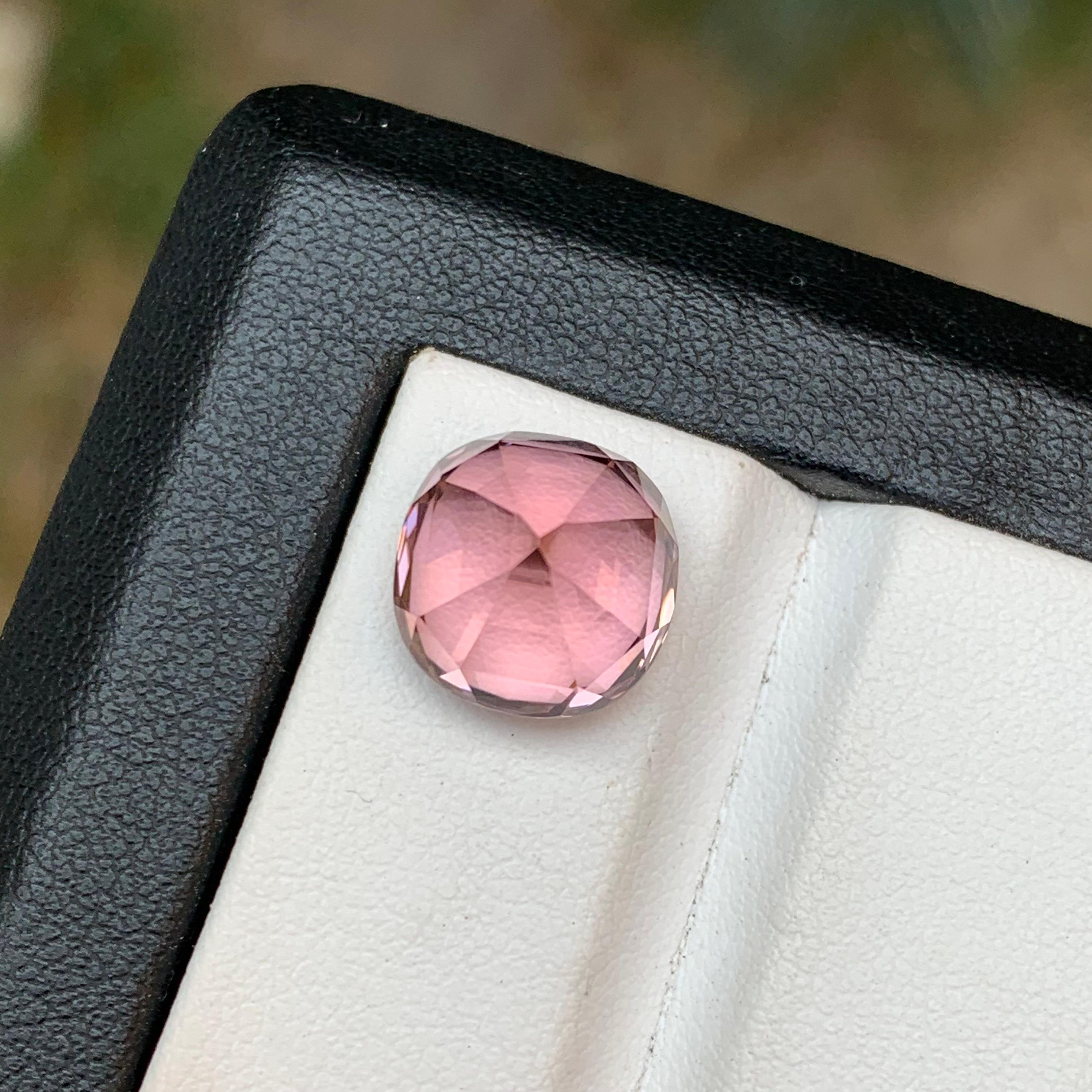 Lavender Pink Natural Tourmaline Ring, Pendant Loose Gemstone 7.85Ct Cushion Cut For Sale 2