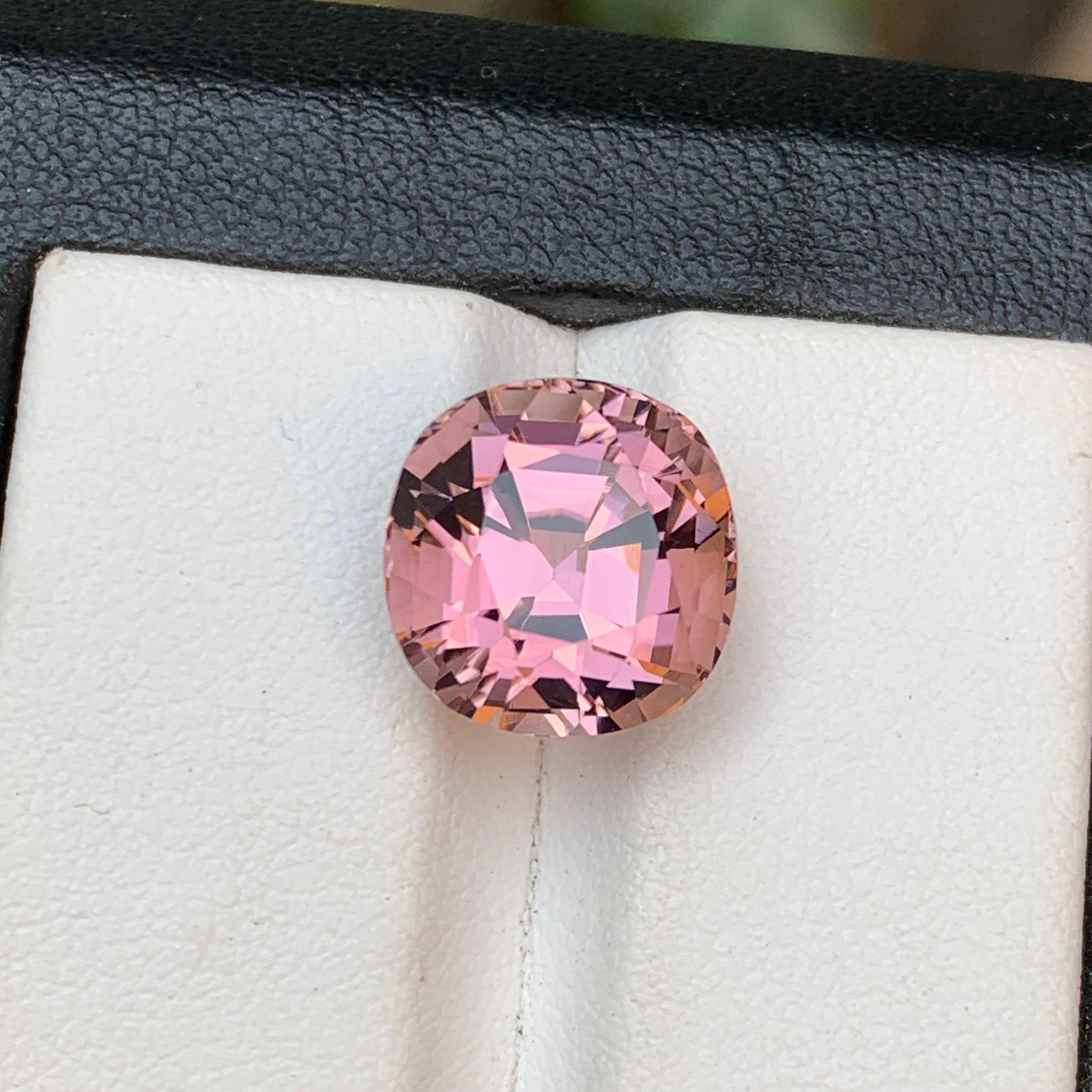 Lavender Pink Natural Tourmaline Ring, Pendant Loose Gemstone 7.85Ct Cushion Cut For Sale 4