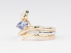 Lavender Purple Bi-Color Sapphire Snake Ring Set with Diamond Band 14K Gold R666