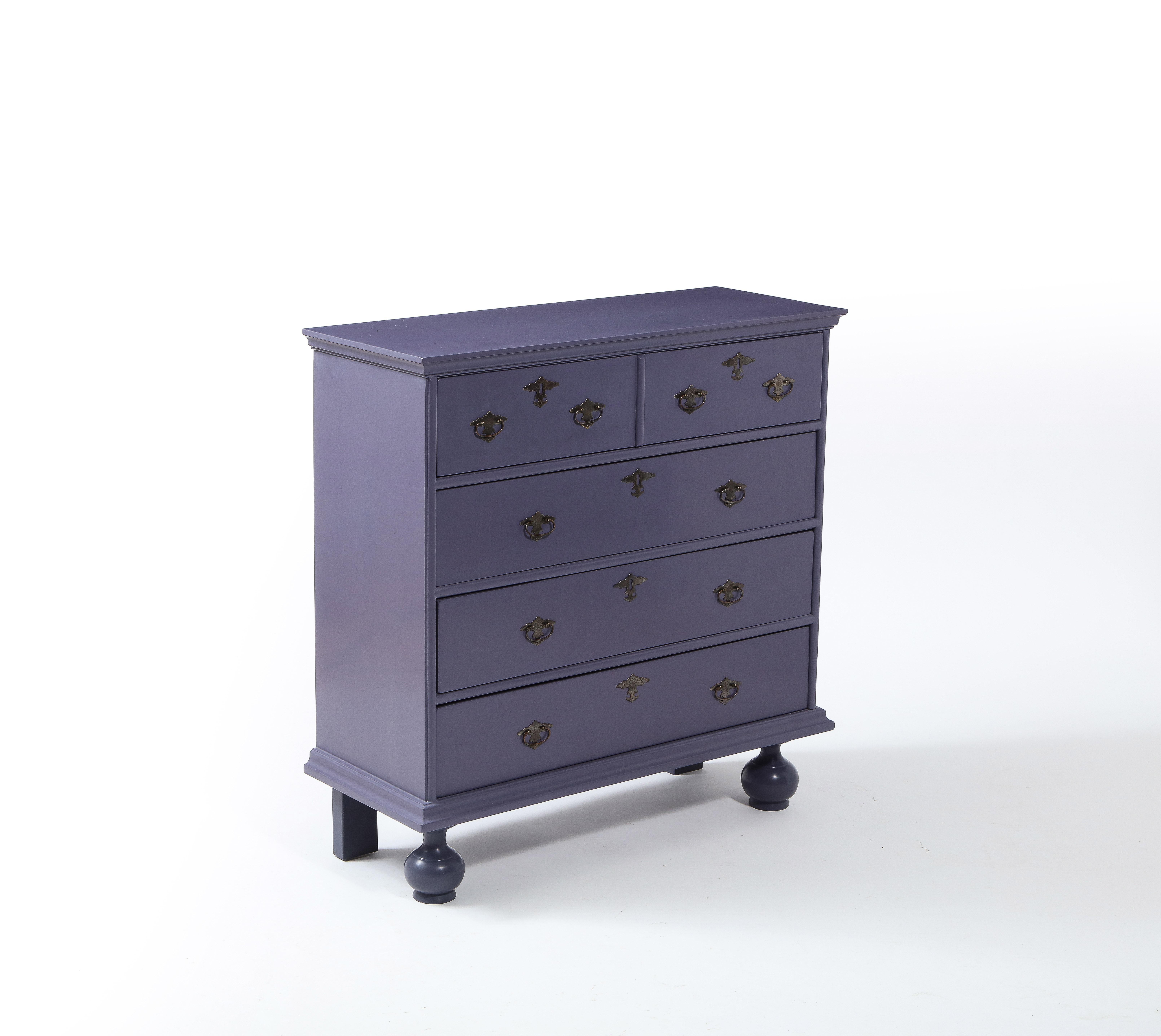 20th Century Lavender Purple Lacquer Shallow Dresser Chest of Drawers