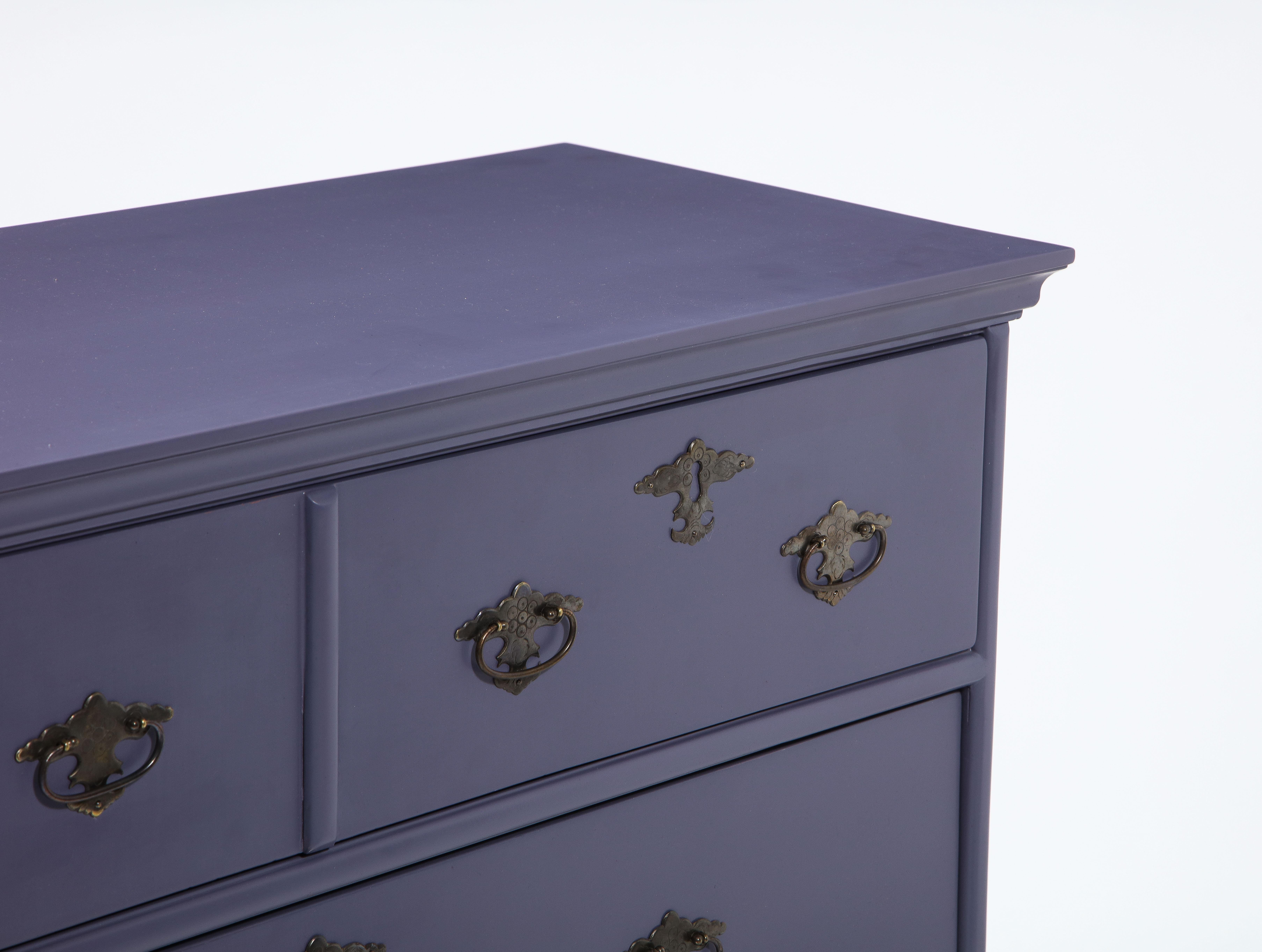 Wood Lavender Purple Lacquer Shallow Dresser Chest of Drawers
