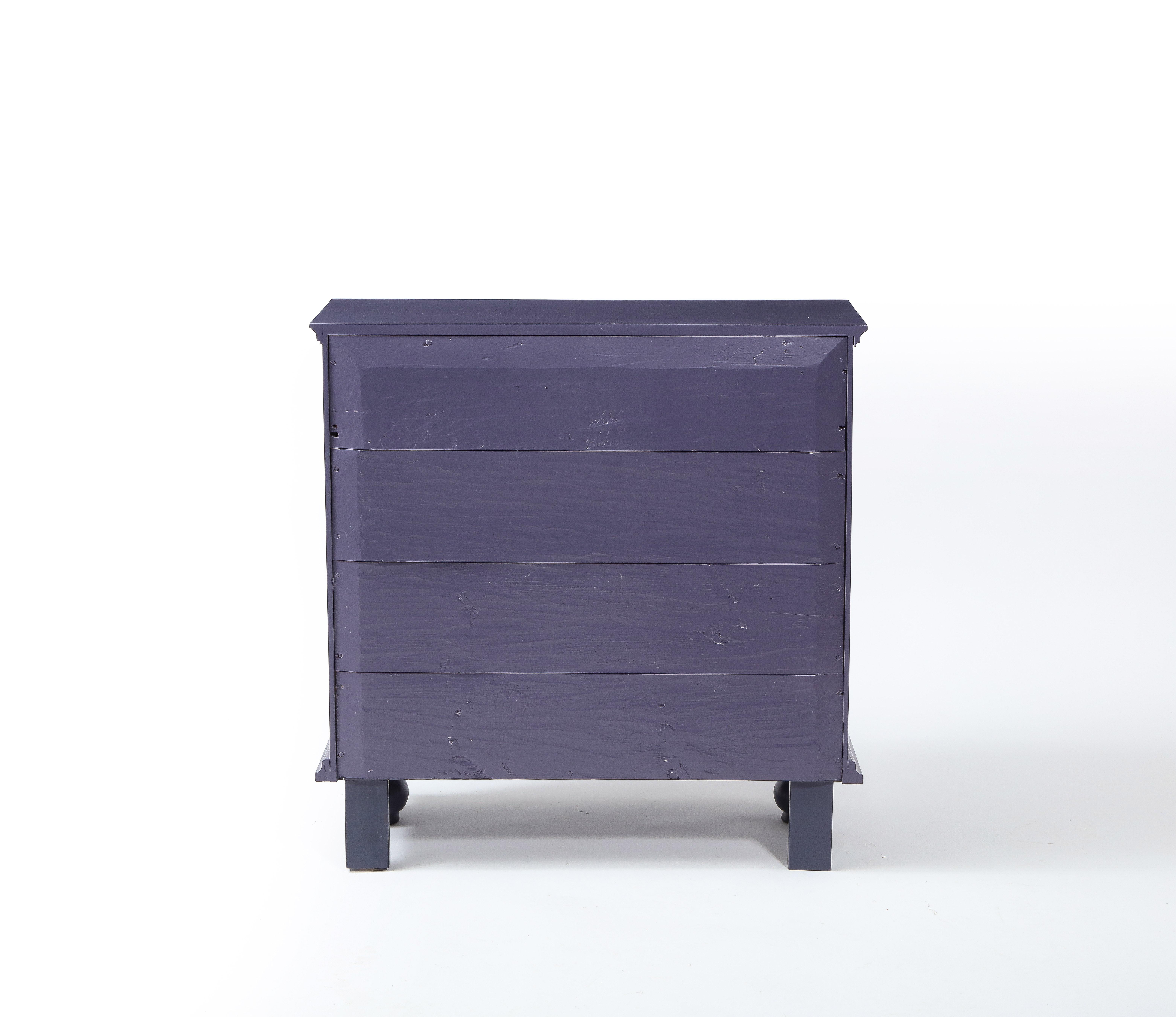 American Lavender Purple Lacquer Shallow Dresser Chest of Drawers