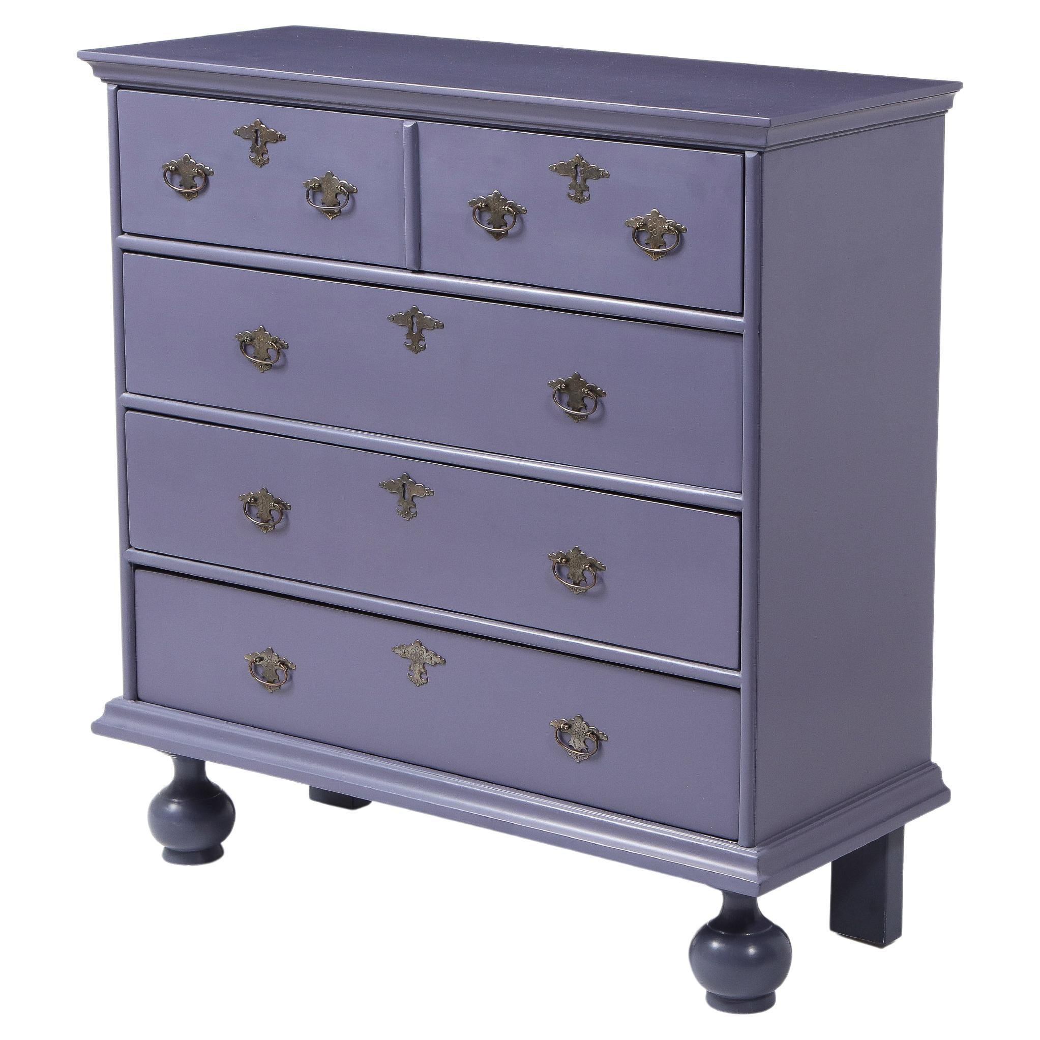 Lavender Purple Lacquer Shallow Dresser Chest of Drawers