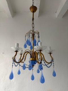 Lavender Purple Opaline Drops Beads French One of a Kind Chandelier Rare