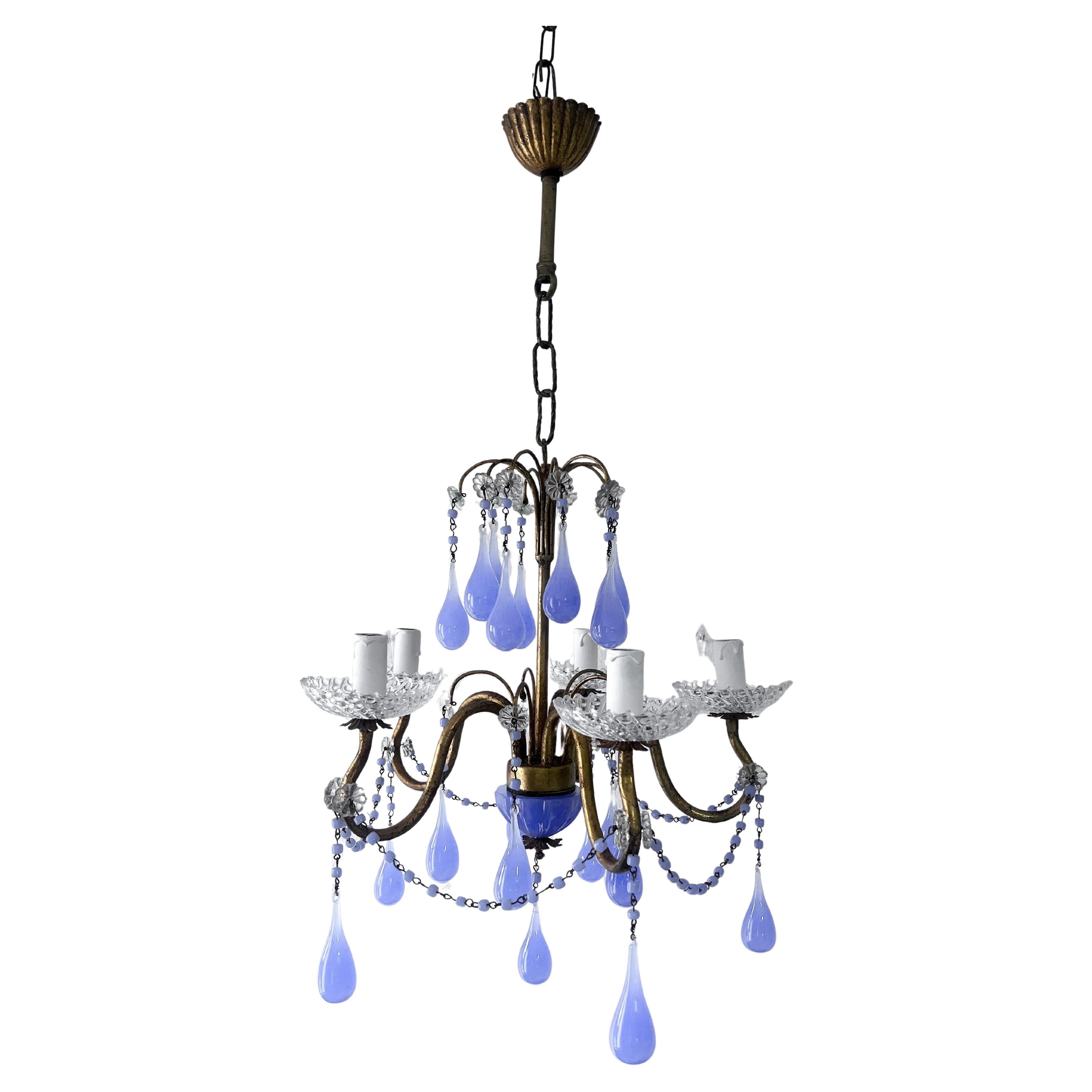 Lavender Purple Opaline Drops Beads French One of a Kind Chandelier Rare