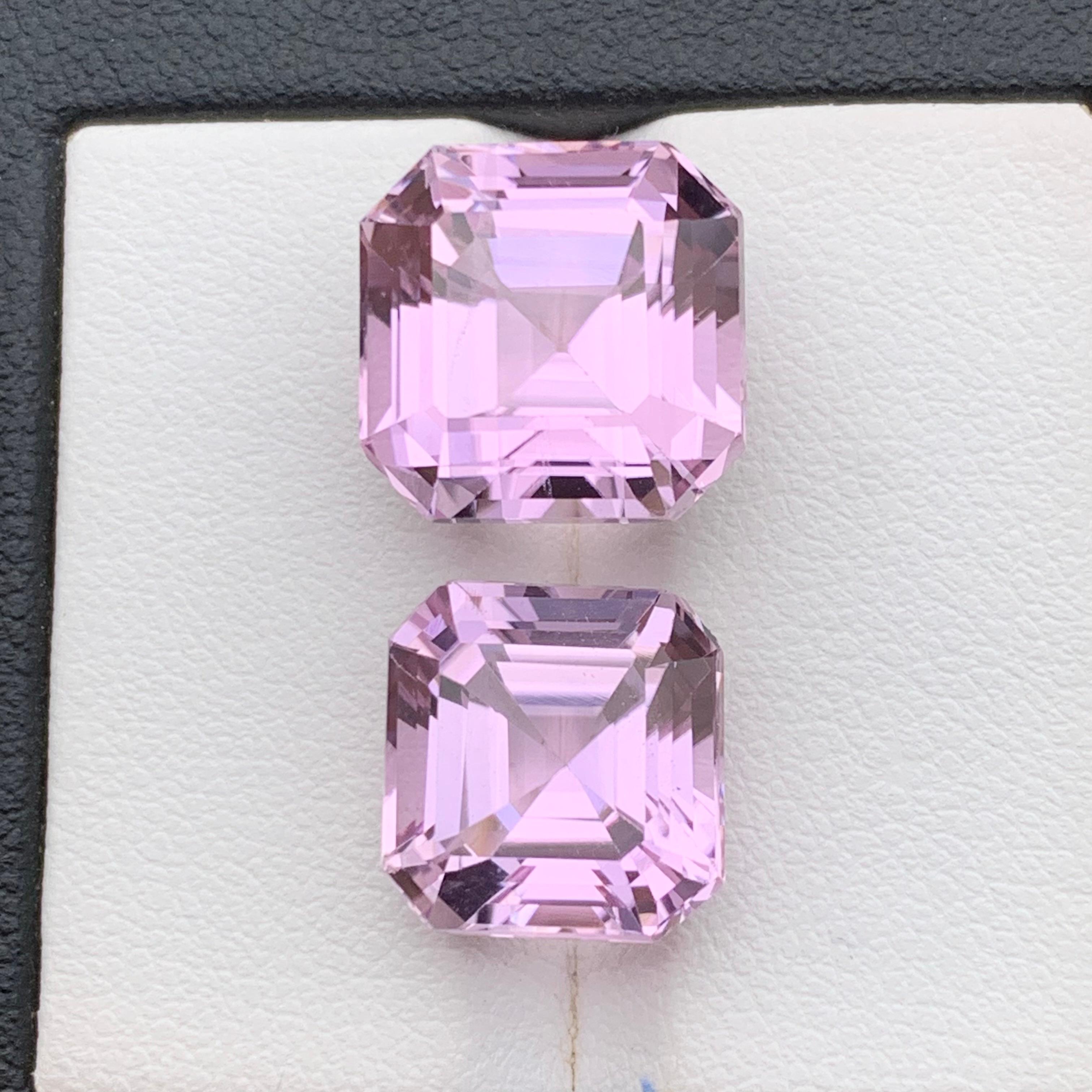 Set di gemme sciolte di Kunzite naturale rosa violaceo lavanda 20,25 carati taglio Asscher in vendita 5