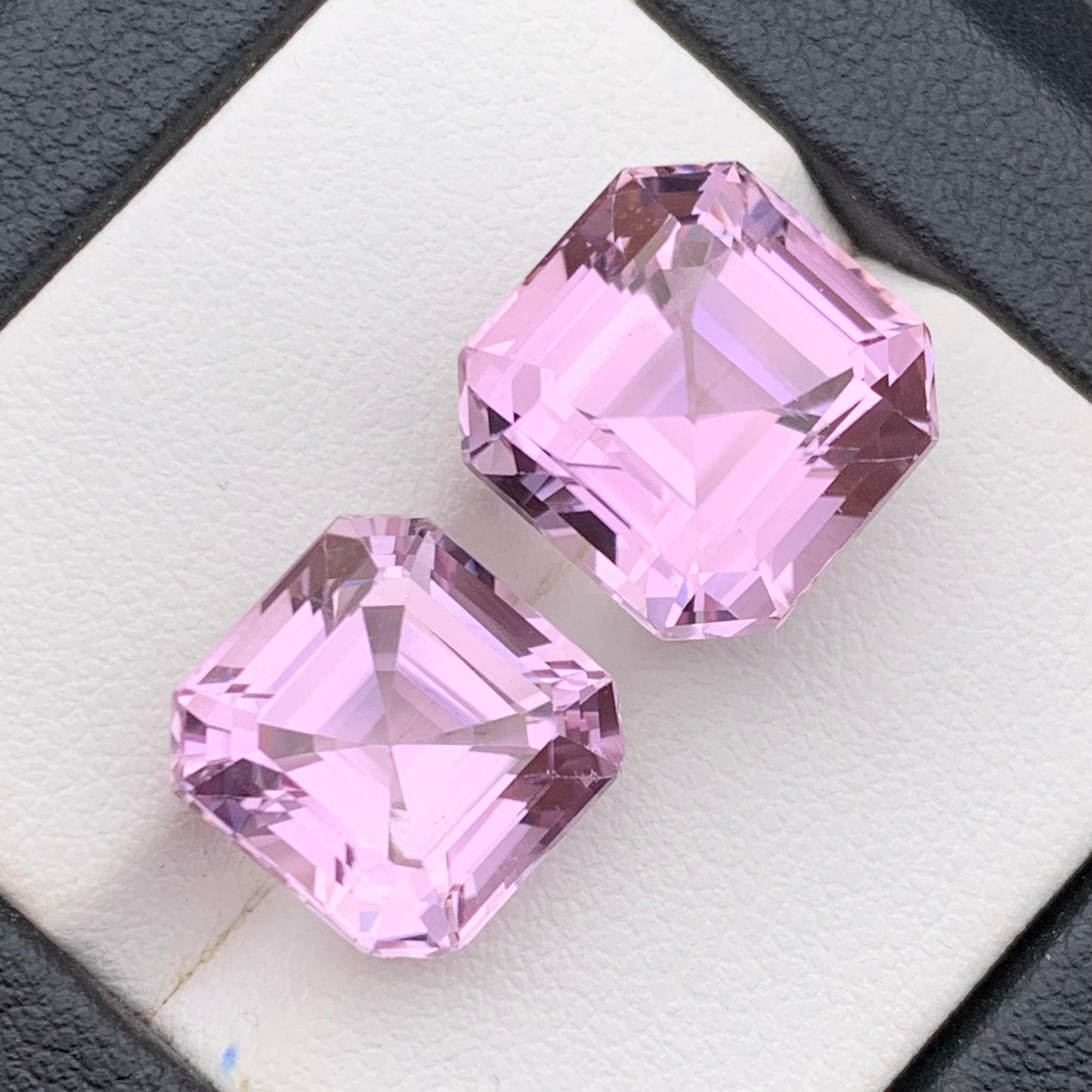 Set di gemme sciolte di Kunzite naturale rosa violaceo lavanda 20,25 carati taglio Asscher In condizioni Nuovo in vendita a Peshawar, PK