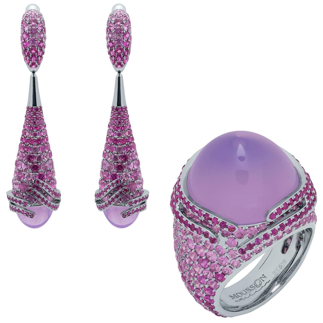 Lavender Quartz Pink Sapphires 18 Karat White Gold Fuji Suite