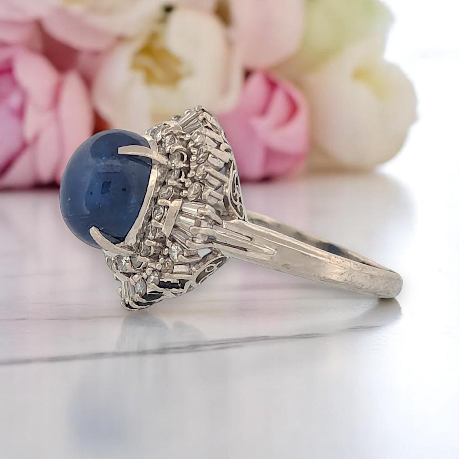 Anneau de lavande  Platine avec saphir cabochon de 4,24 carats et diamants naturels de 0,62 carat Neuf - En vente à Greeneville, TN
